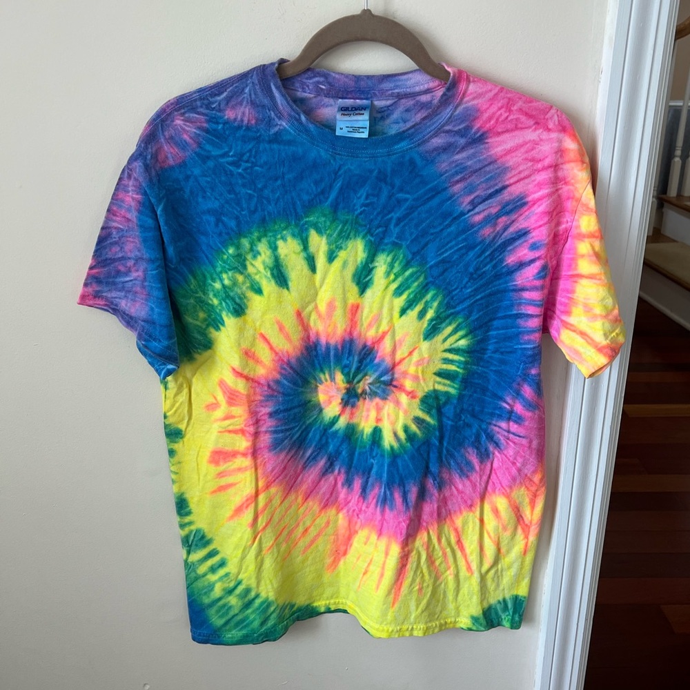 Unisex Multicolor Tie Dye Short Sleeve Tee Shirt